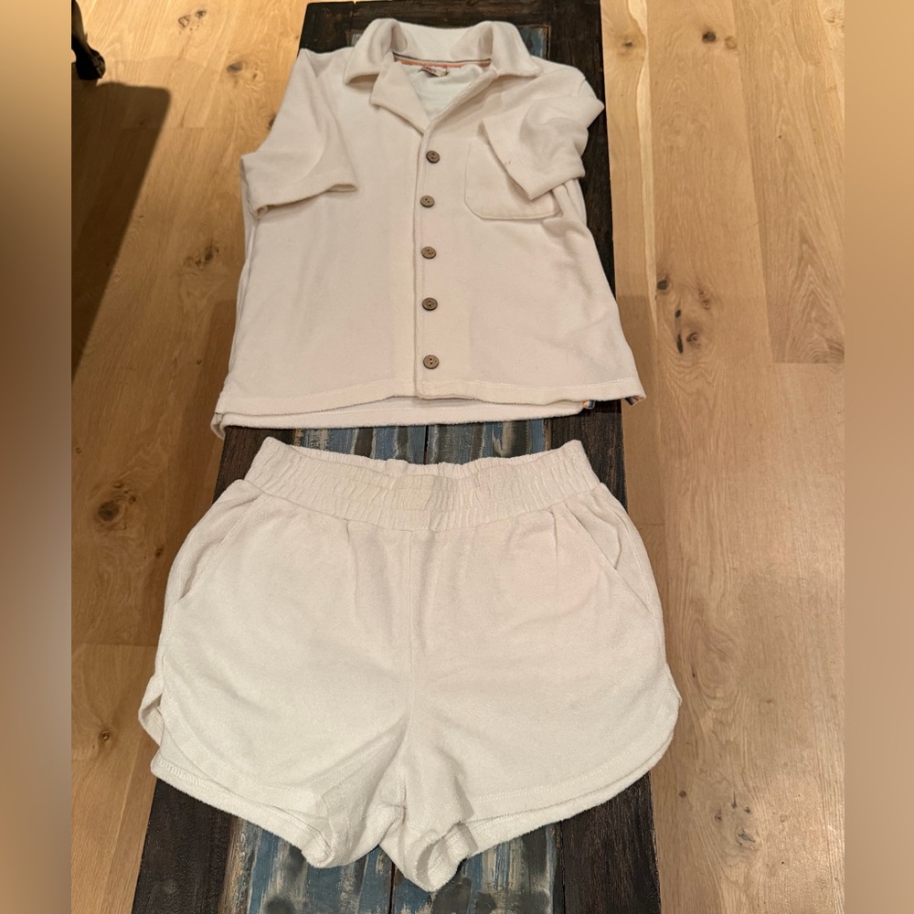 Faherty Cream Shirt with Multicolor Trim